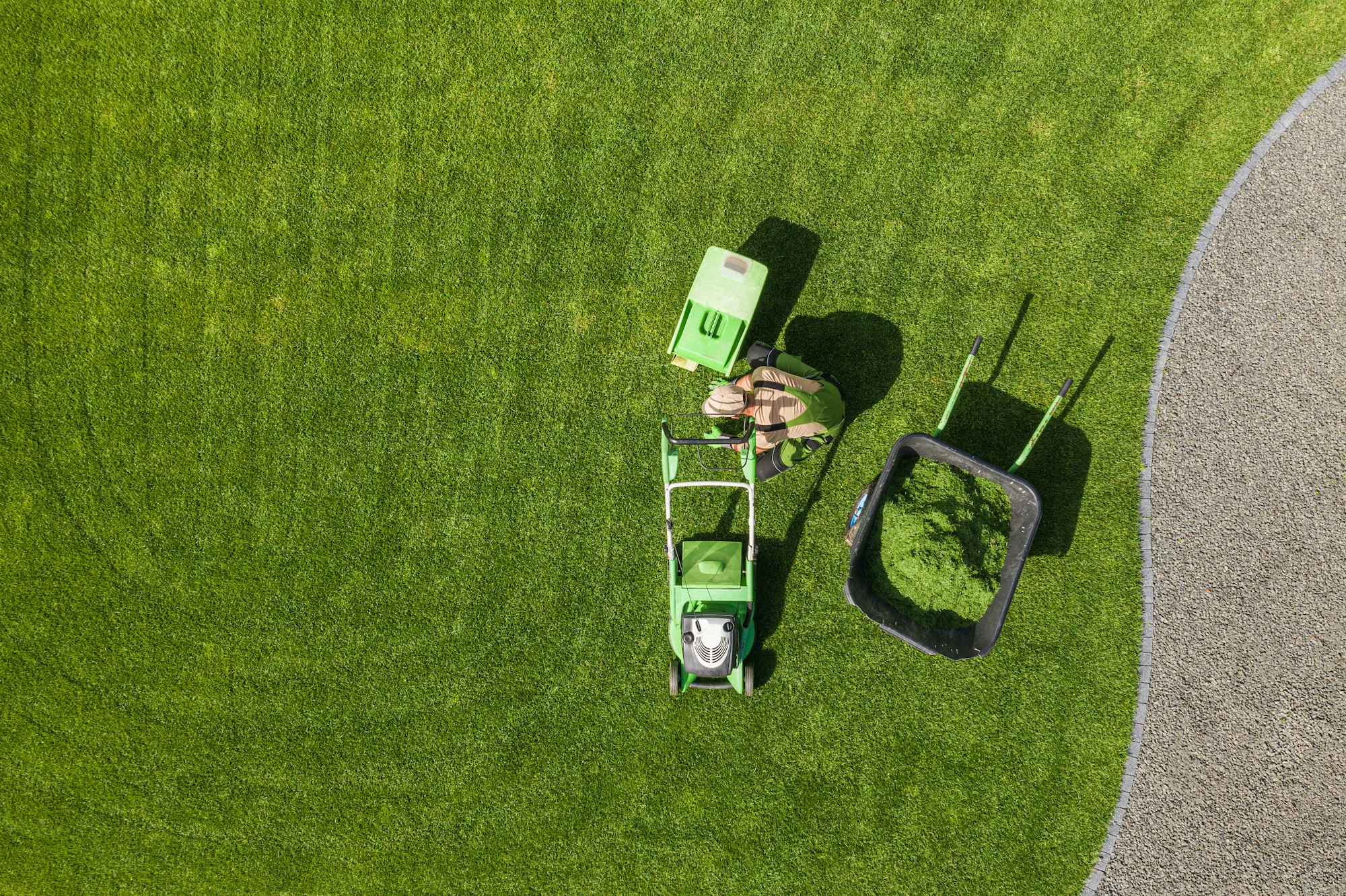 Backyard Garden Lawn Mowing and Maintenance Aerial View