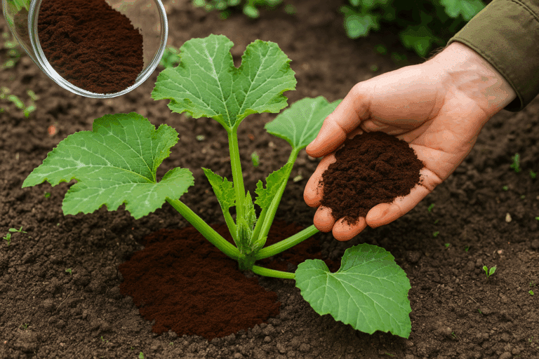 Le moment clé pour déposer du marc de café au pied des courgettes et booster leur croissance