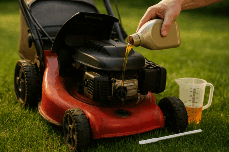 Huile pour tondeuse 4 temps : viscosité, dosage et conseils pour un moteur durable