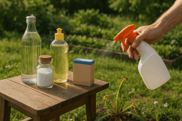 Désherbant naturel vinaigre, sel, produit vaisselle et bicarbonate : recette et efficacité